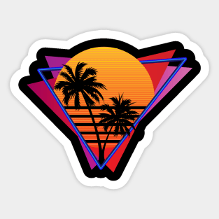 80s Inspired Synthwave Sun Design Sticker